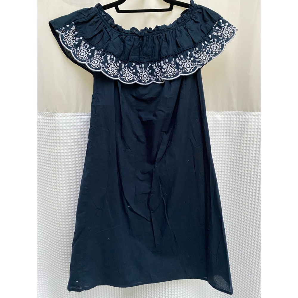 Primark Navy Off Shoulder Embroidered Dress